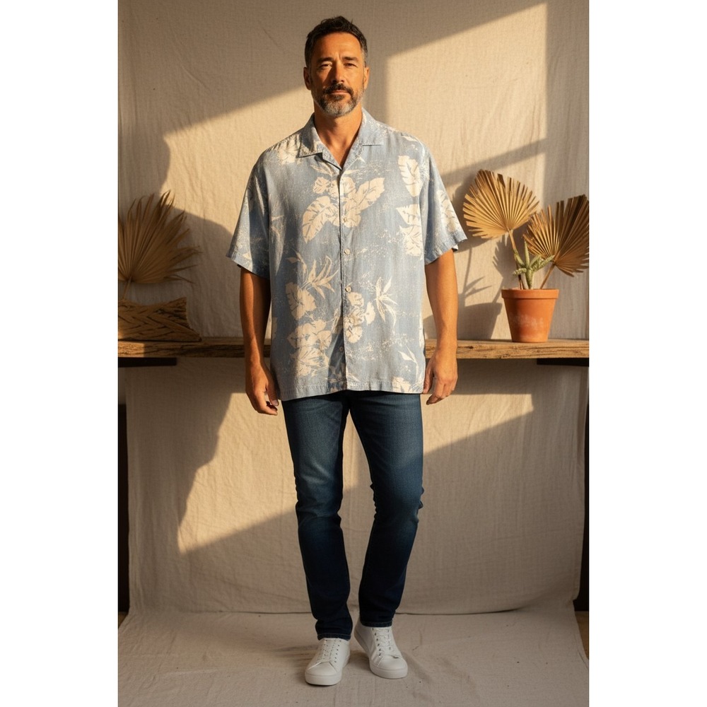 Tommy Bahama Vintage Silk Hawaiian Shirt Embroidered Grandpa Core Mens Large